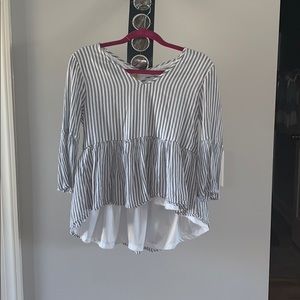 •Grey and white stripped blouse •Fair condition